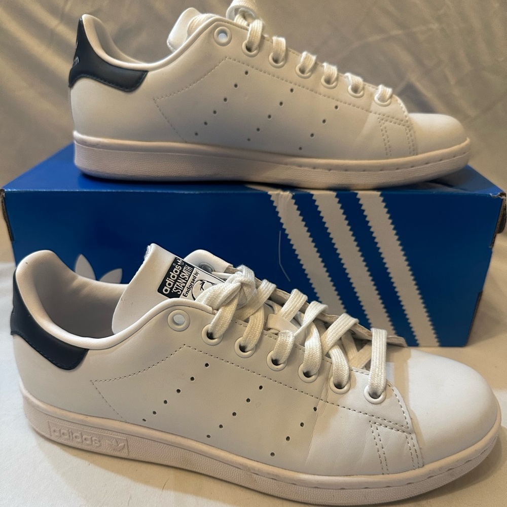 Adidas White and Black Stan Smith Sneakers